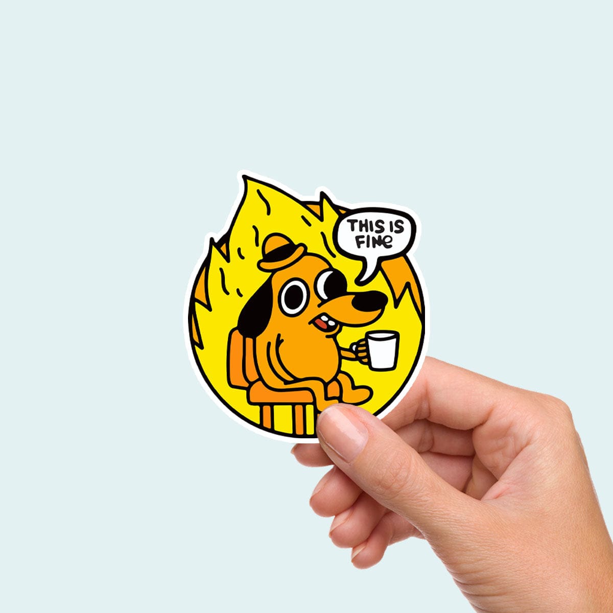 Sticker This Is Fine Meme Sticker Vinyl Decal