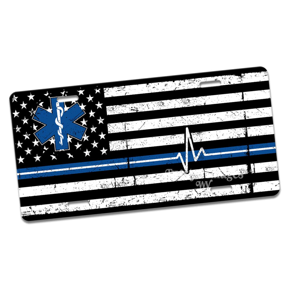 License Plate EMT Paramedic Flag Front License Plate