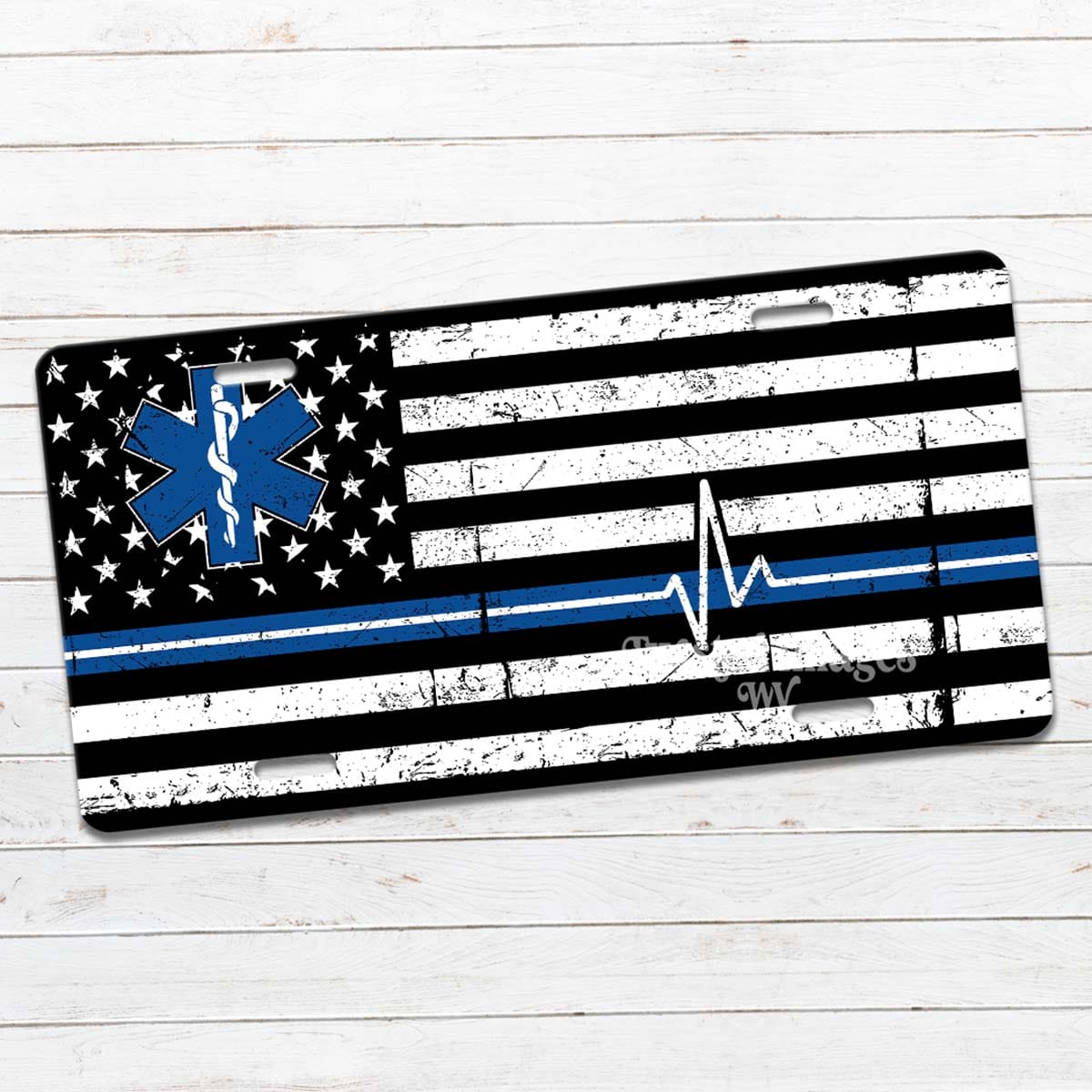 License Plate EMT Paramedic Flag Front License Plate