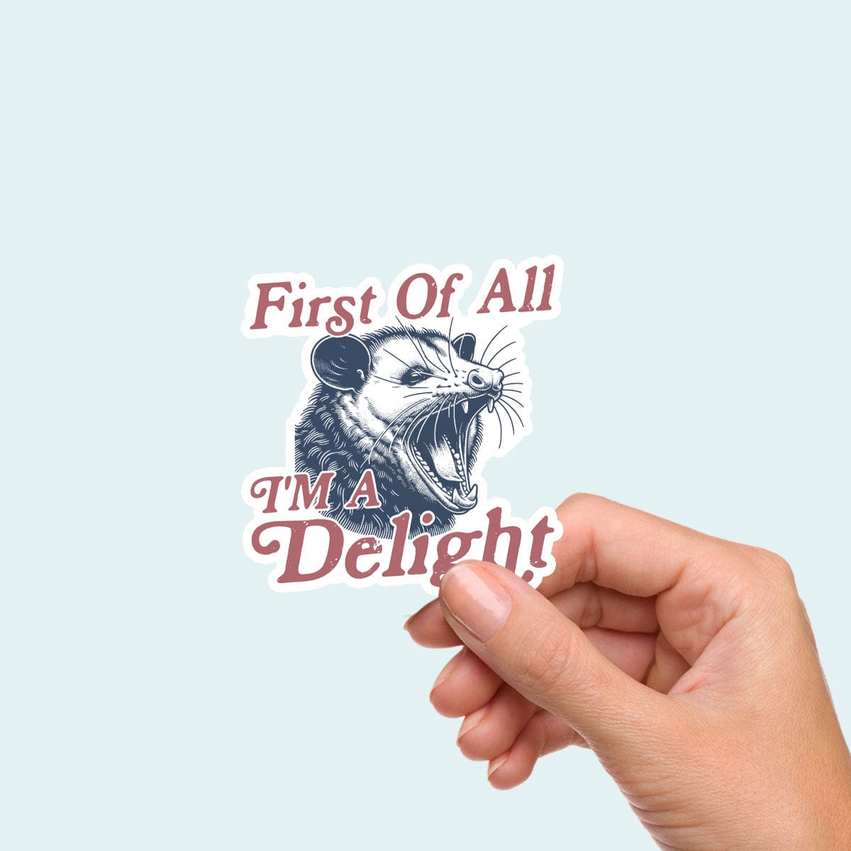 Sticker First Of All, I'm a Delight Possum Sticker Vinyl Decal