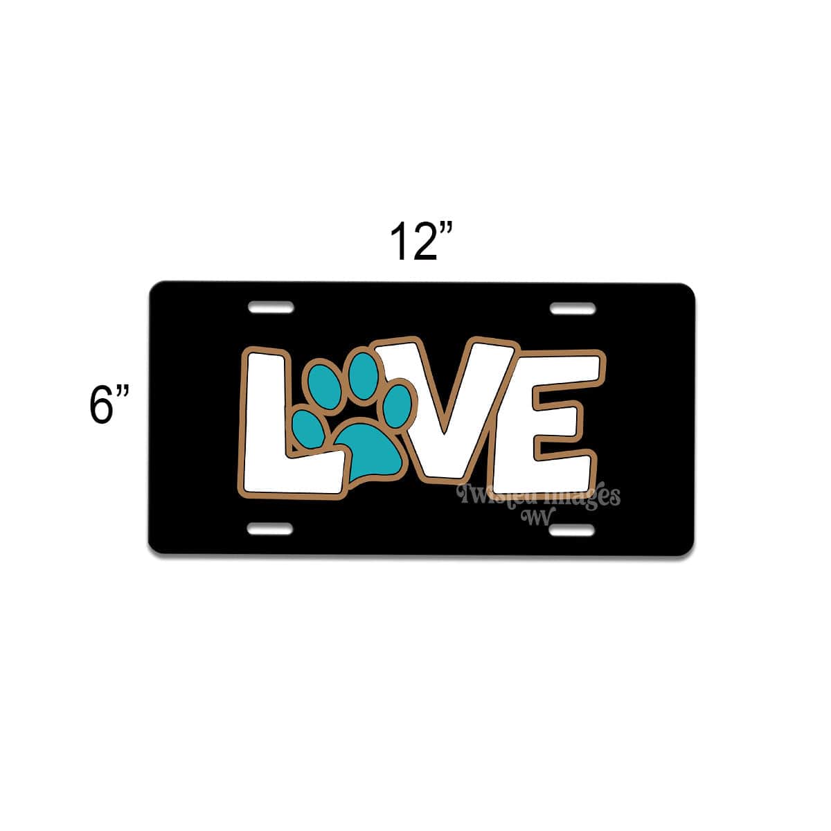 License Plate Love Teal Paw Front License Plate
