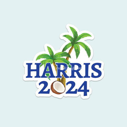 Sticker Harris 2024 Coconut Tree Meme Vinyl Sticker - Premium Waterproof Vinyl - 3 inch