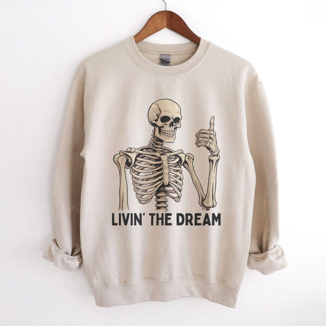 Sweatshirt Livin The Dream Skeleton Crewneck Sweatshirt