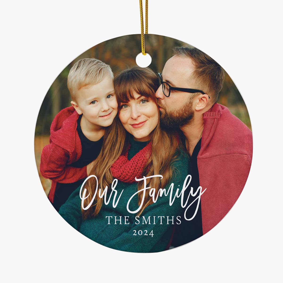 Home Decor Custom Family Photo Christmas Ornament 2024 – Personalized Holiday Keepsake with Family Name and Year