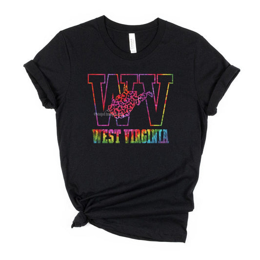 Vibrant Tie Dye West Virginia Pride T-Shirt