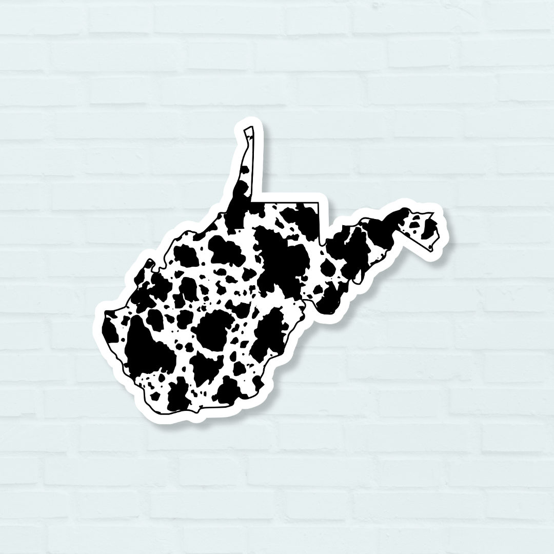 State of West Virginia Cow Print Sticker
