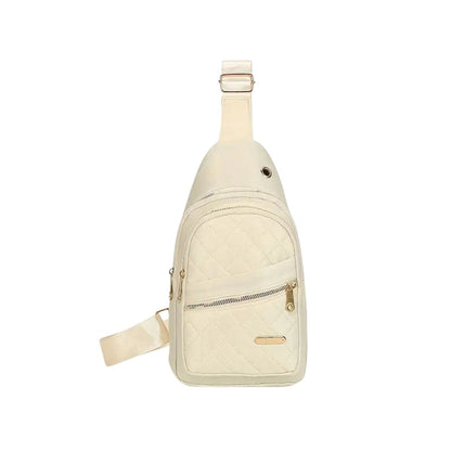 White Womens Quilted Crossbody Bag with Shoulder Strap