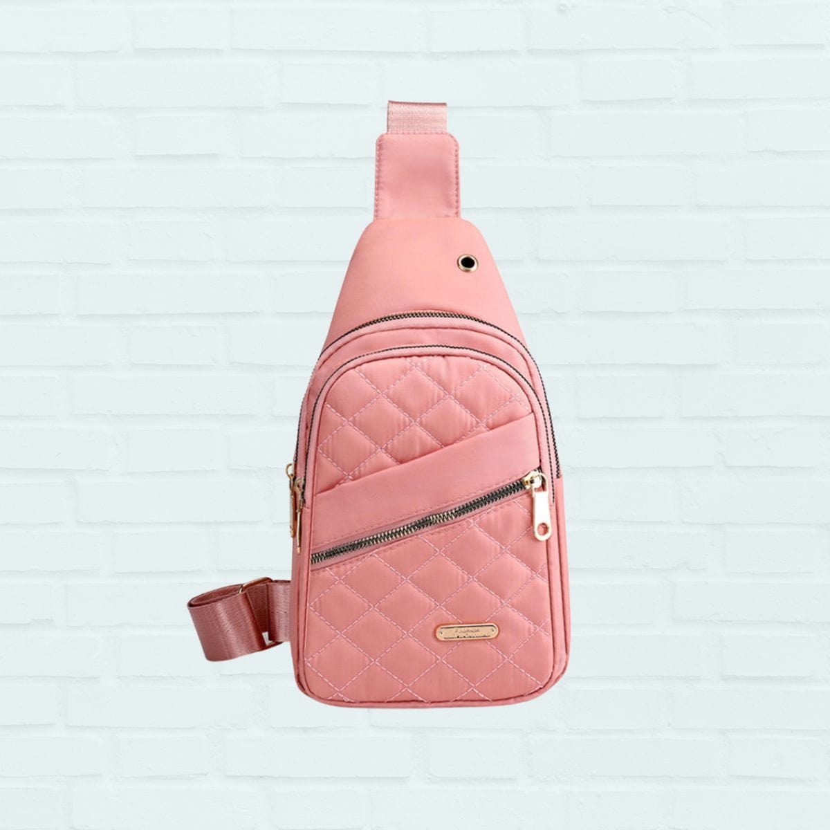 Pink Womens Quilted Crossbody Bag with Shoulder Strap
