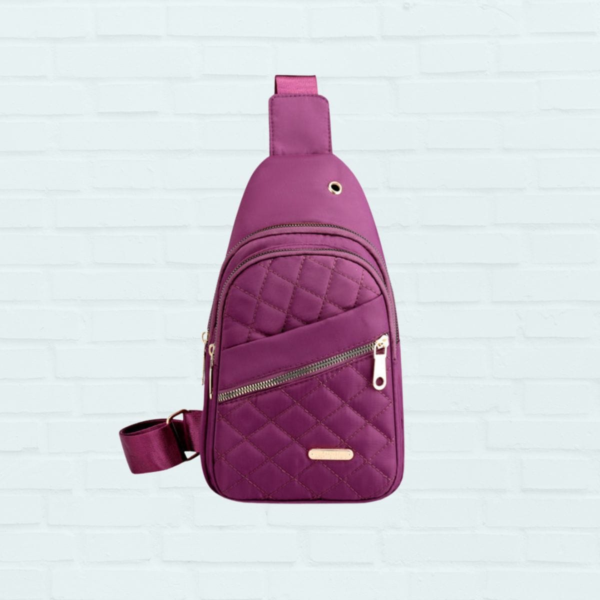 Purple Womens Quilted Crossbody Bag with Shoulder Strap
