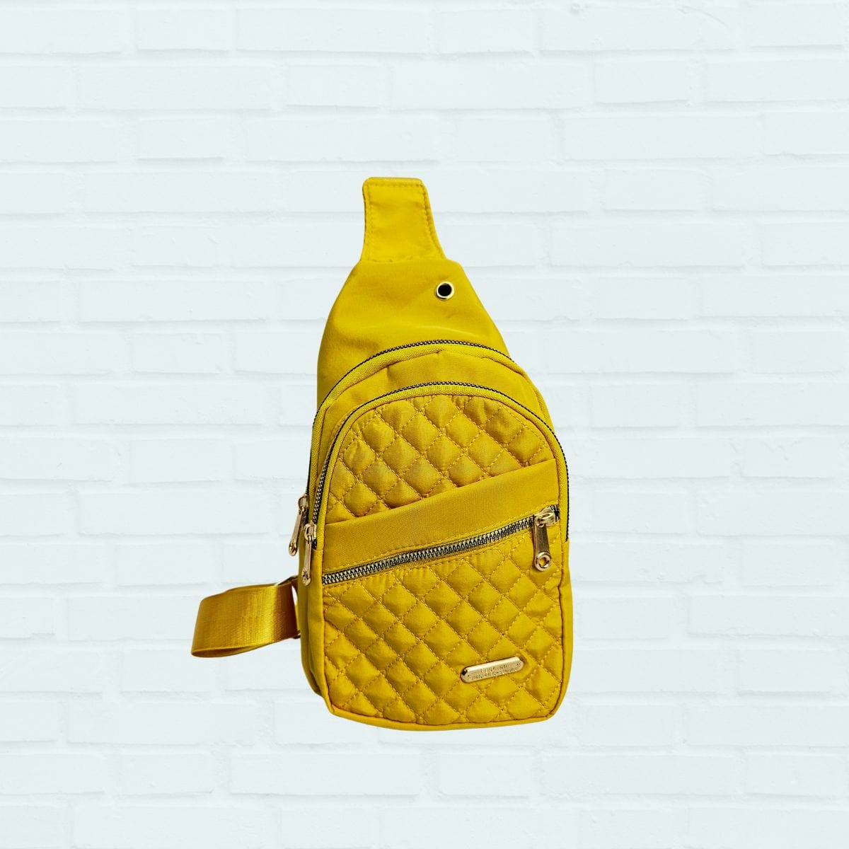 Yellow Womens Quilted Crossbody Bag with Shoulder Strap