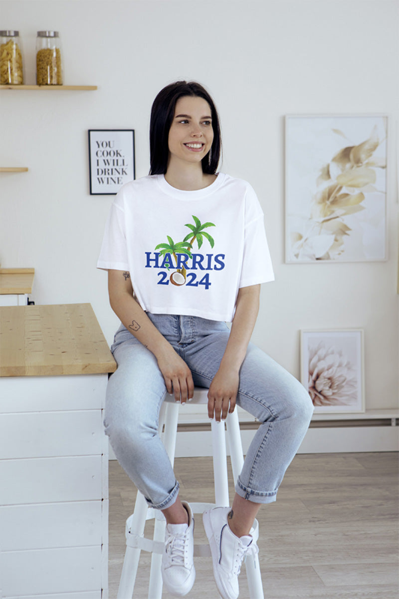 Shirts & Tops Small / White Harris 2024 Coconut Tree Meme Graphic T-Shirt