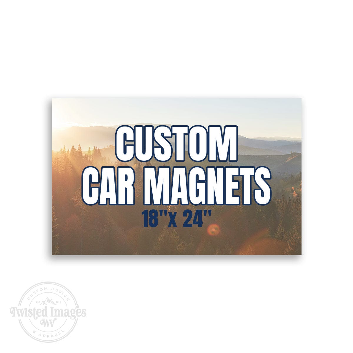 18x24 inch custom magnetic signs for commercial trucks and vans on white background.