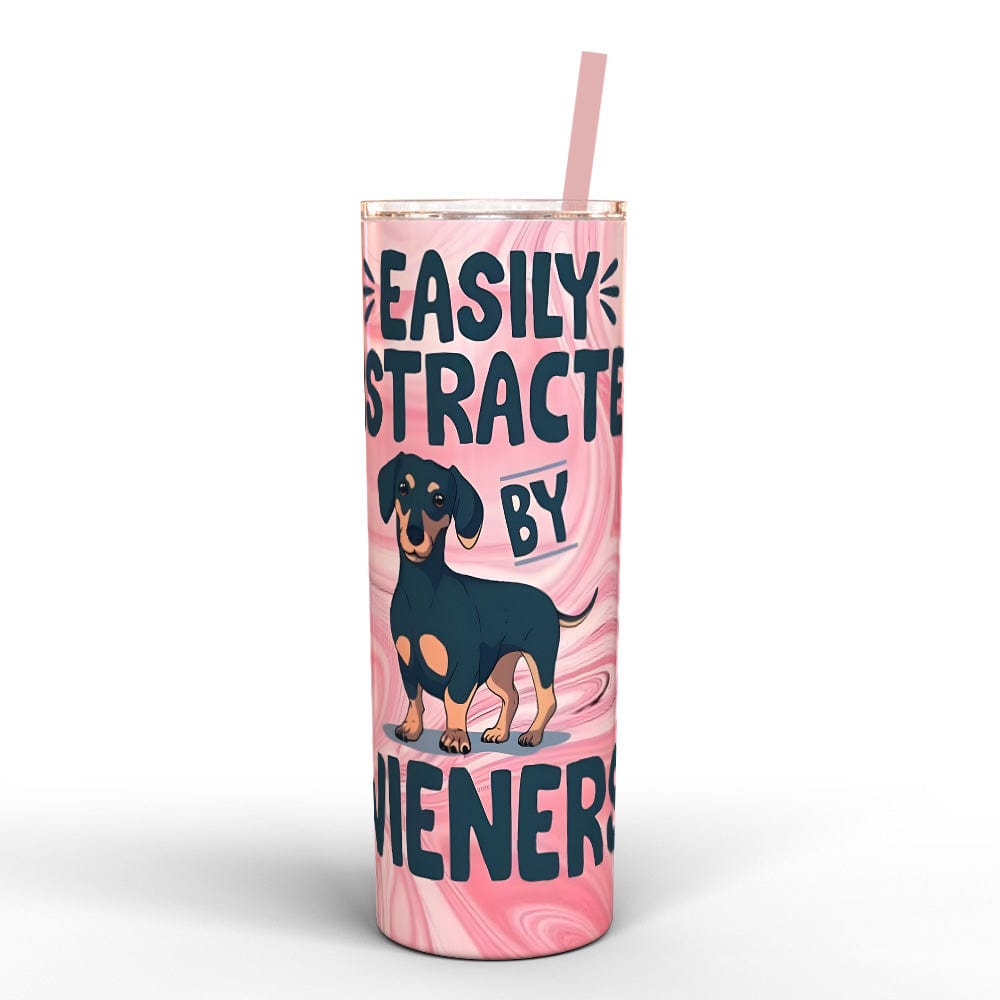 Easily Distracted By Wiener Dog Tumbler Travel Mug with Straw