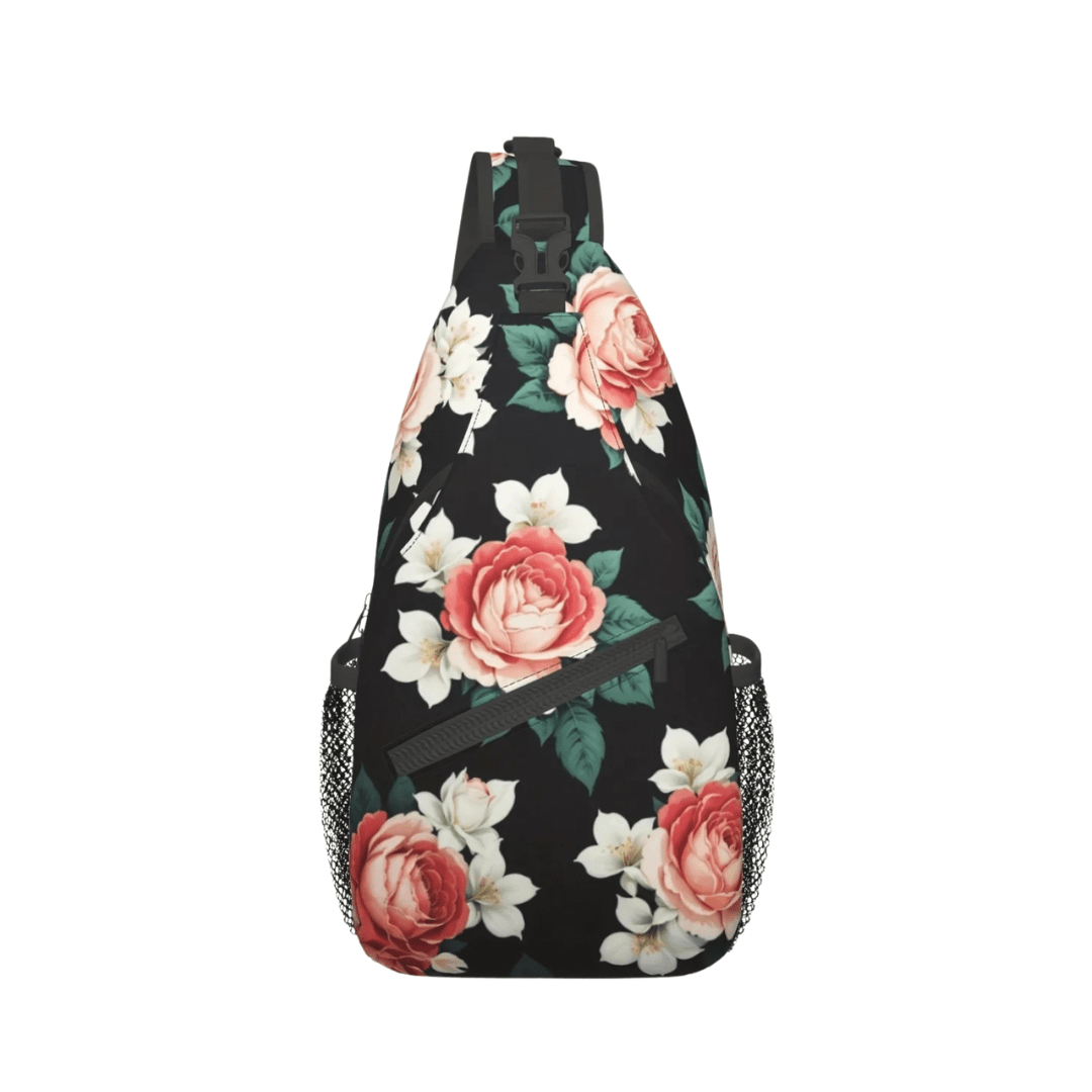 Floral Flower Pattern Sling Bag Crossbody Shoulder Bag Water Bottle Holder Women
