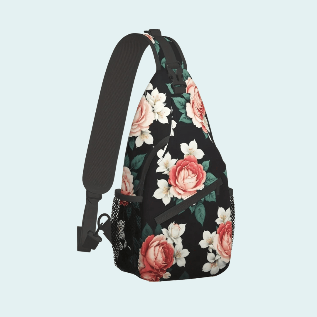 Floral Flower Pattern Sling Bag Crossbody Shoulder Bag Water Bottle Holder Women