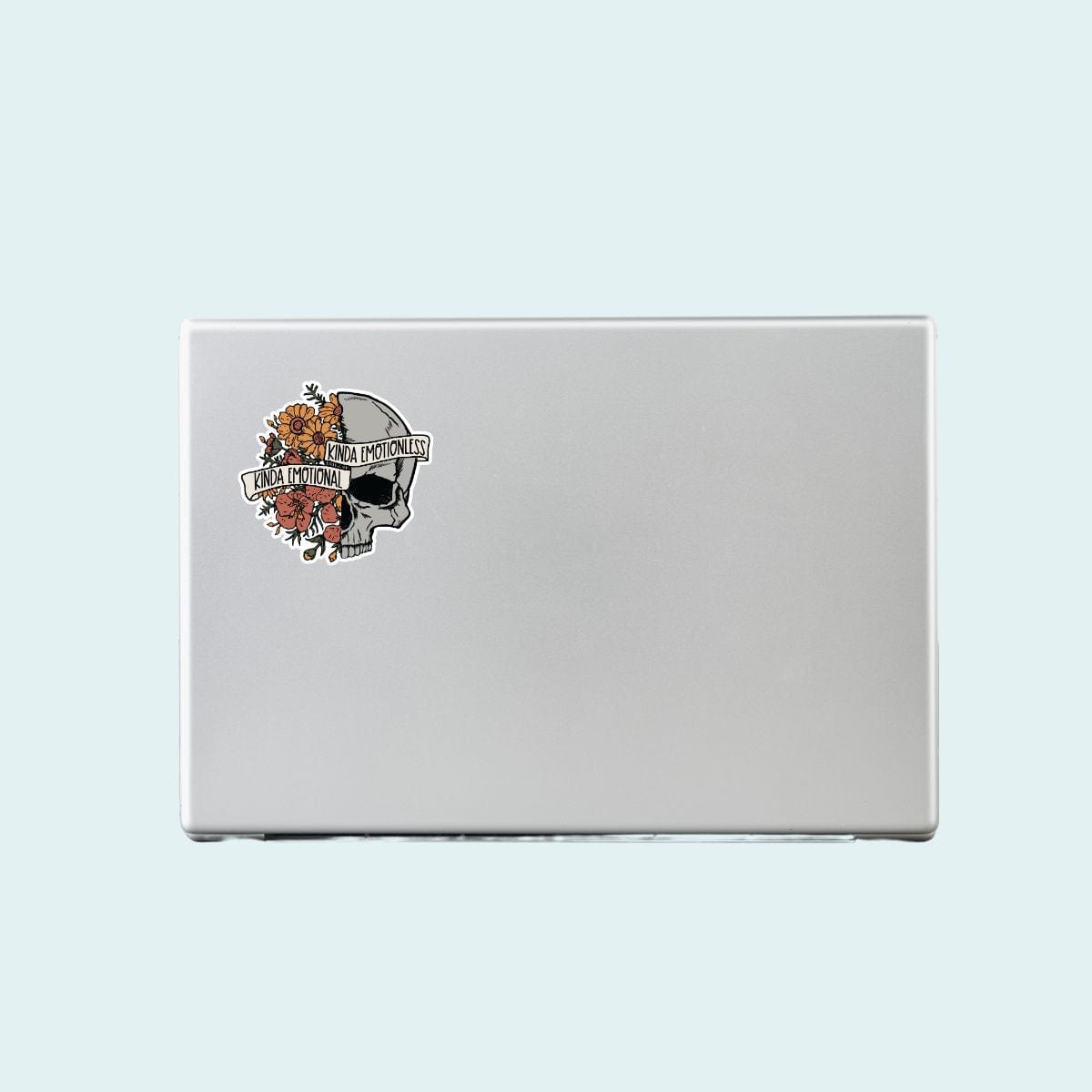 Sticker Kinda Emotional Kinda Emotionless Floral Skull Sticker