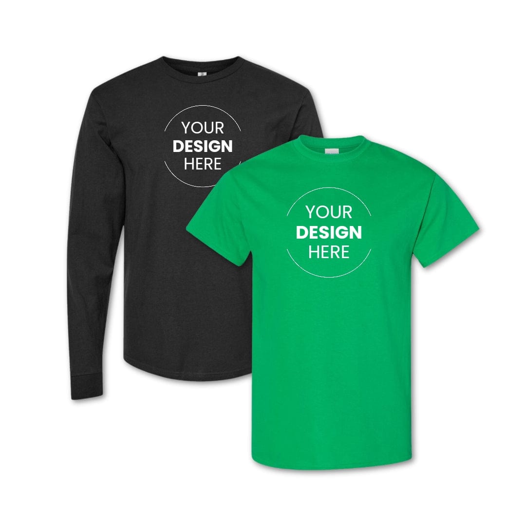 Custom printed short and long sleeve T-shirts for events, branding, or teams