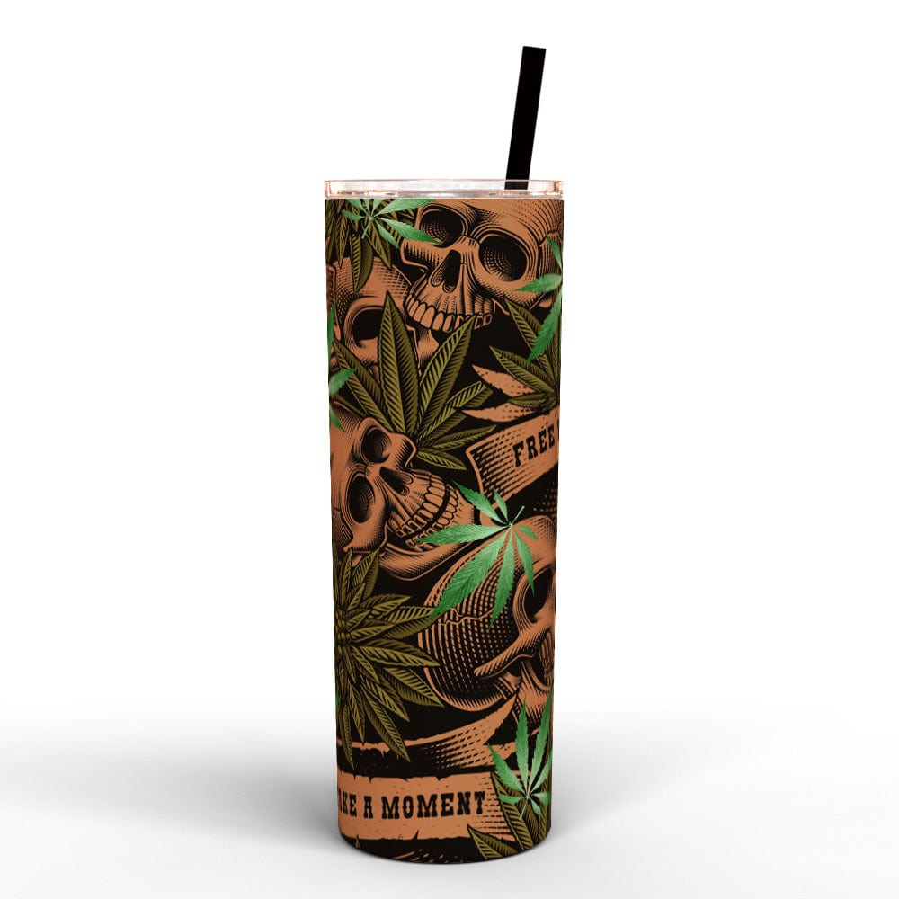 Weed and Skulls Tumbler Cup with Straw