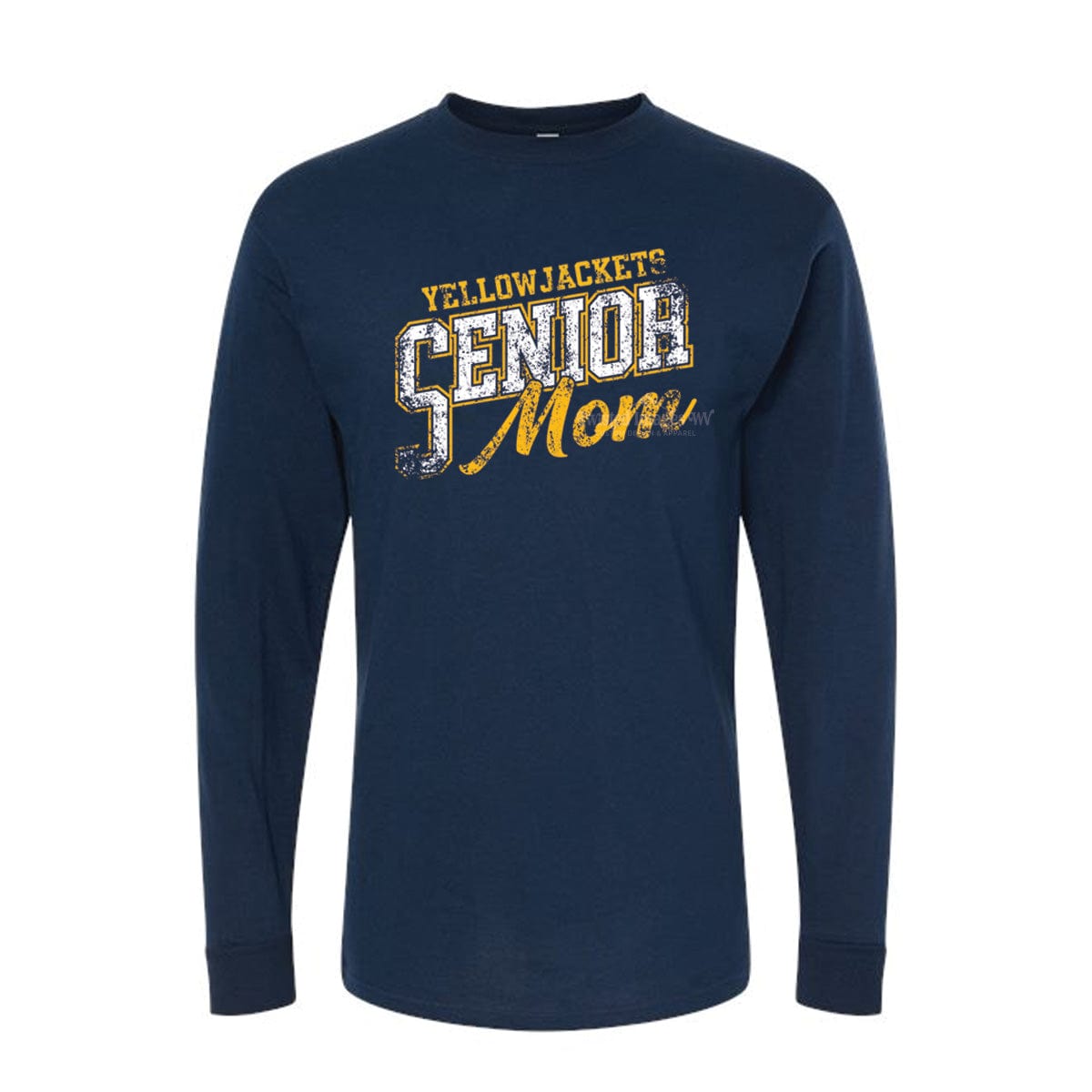 Shirts & Tops Navy / Long Sleeve / Small Yellow Jackets Senior Mom T-shirt Distressed